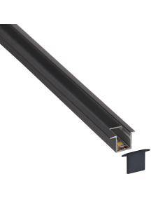 KIT - Perfil aluminio OKI 1010 para tiras LED, 1 metro, negro