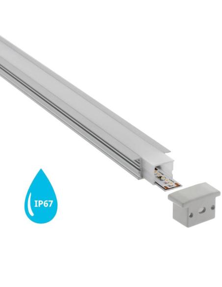 Perfil aluminio KOR IN para tiras LED, 2 metros, IP67