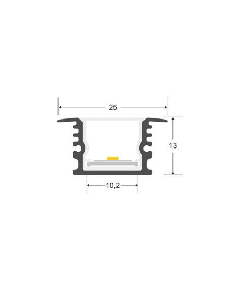 Perfil aluminio KOR IN para tiras LED, 2 metros, IP67