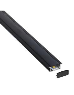 KIT - Perfil aluminio HAIN para tiras LED, 1 metro, negro