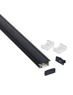 KIT - Perfil aluminio HAIN para tiras LED, 1 metro, negro 2