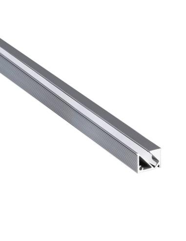 KIT - Perfil KIRK con cubierta de silicona para tiras LED, 2 metros, gris