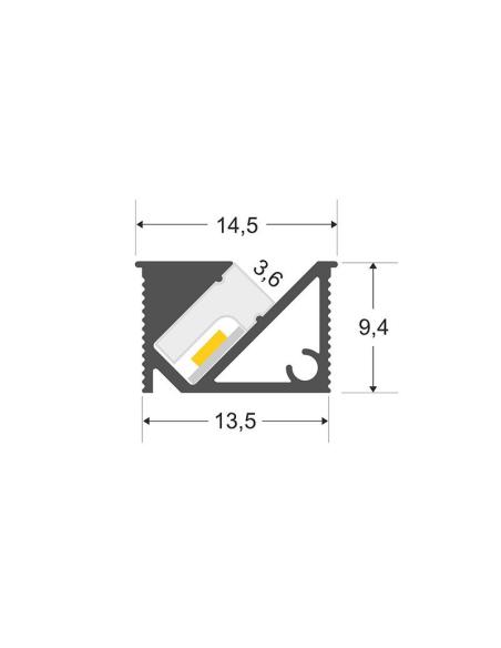 KIT - Perfil KIRK con cubierta de silicona para tiras LED, 2 metros, gris
