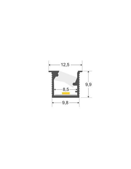 KIT - Perfil XIZOR con cubierta de silicona para tiras LED, 1 metro, gris