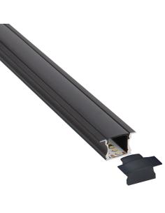 KIT - Perfil aluminio RIDA para tiras LED, 2 metros, negro