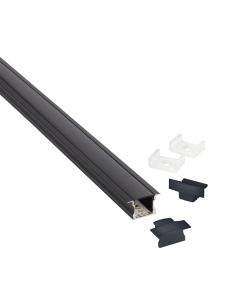 KIT - Perfil aluminio RIDA para tiras LED, 2 metros, negro 2