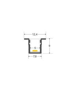 KIT - Perfil aluminio OKI 0809 para tiras LED, 1 metro, negro 2
