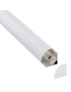 KIT - Perfil aluminio KORK-mini para tiras LED, 2 metros, blanco
