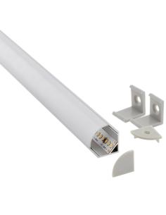 KIT - Perfil aluminio KORK-mini para tiras LED, 2 metros, blanco 2