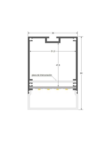 KIT - Perfil aluminio NORLUX para tiras LED, 1 metro