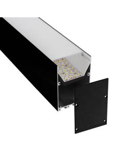 KIT - Perfil aluminio SERK para tiras LED, 2 metros, negro