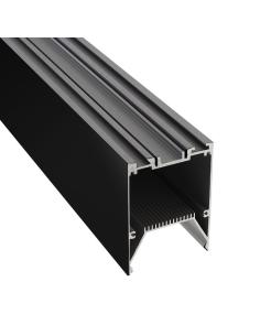 KIT - Perfil aluminio SERK para tiras LED, 2 metros, negro 2