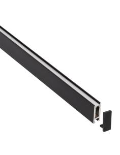 Perfil aluminio PHANTER S2 para tiras LED, 1 metro, negro