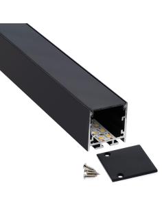 KIT - Perfil aluminio VART SUSPEND 1 metro, negro con cubierta negra