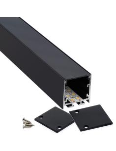 KIT - Perfil aluminio VART SUSPEND 1 metro, negro con cubierta negra 2