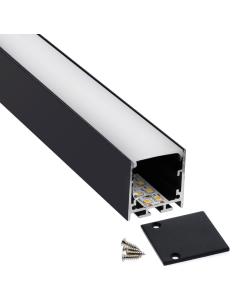 KIT - Perfil aluminio VART SUSPEND 1 metro, negro con cubierta blanca