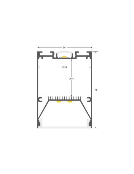KIT - Perfil aluminio SERK para tiras LED, 2 metros, blanco