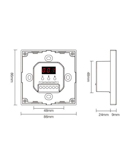 DALI panel táctil DT8 CCT, 4 zonas/grupos