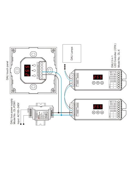 DALI panel táctil DT8 CCT, 4 zonas/grupos