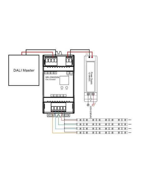 DALI Driver DC12-36V, 1ADx4CHx(60-180)W, Carril DIN