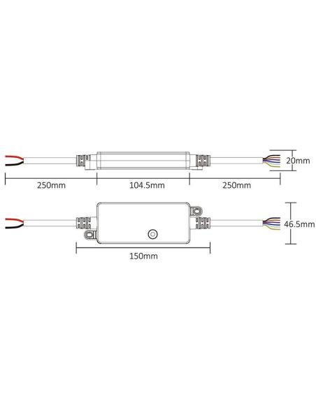 Controlador 5 en 1, 2.4G, DC12-24V, 12A, IP66