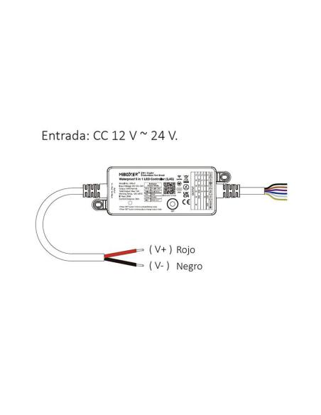 Controlador 5 en 1, 2.4G, DC12-24V, 12A, IP66