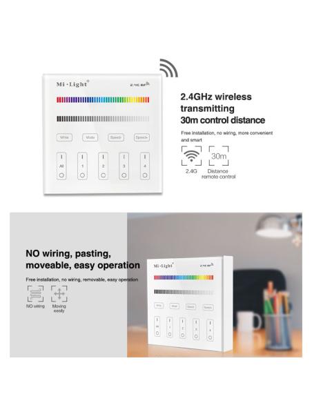 Mando 4 zonas RGB/RGBW táctil B3, negro