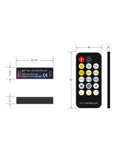Controlador RF Mini tira LED CCT + mando 2