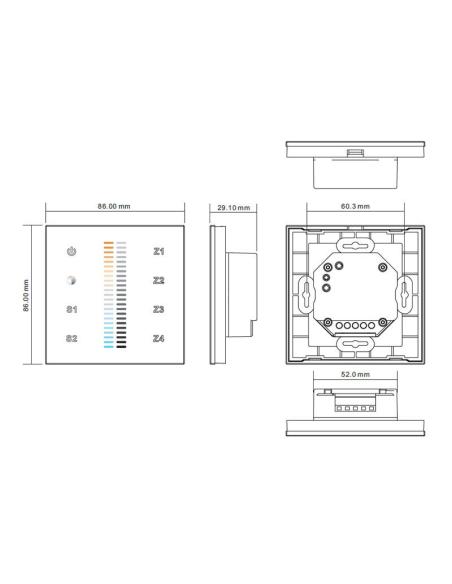 Mando LB2830 DUAL RF, Táctil 4 zonas, blanco