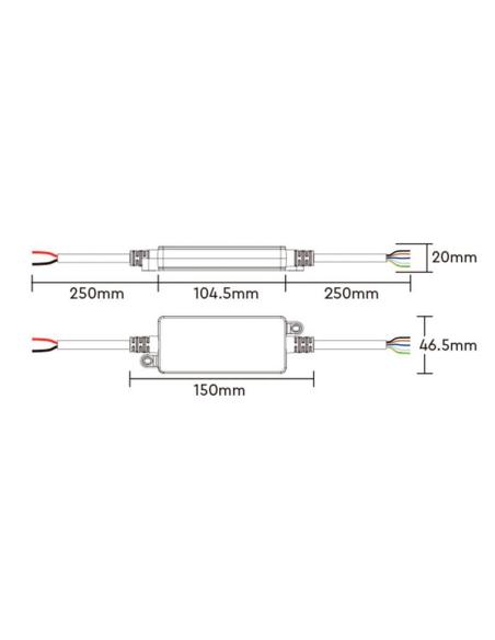 Controlador RGBW 2.4G DC12-24V 12A, IP66