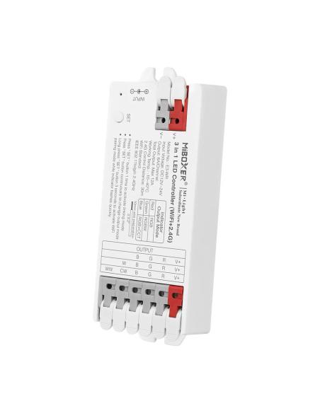 Controlador E3 - WiFi + 2.4G RF, DC12-24V, 12A, 3 en 1, RGB+RGBW+RGBCCT