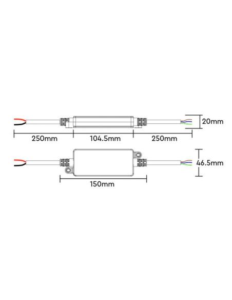 Controlador CCT dual 2.4G DC12-24V 12A, IP66