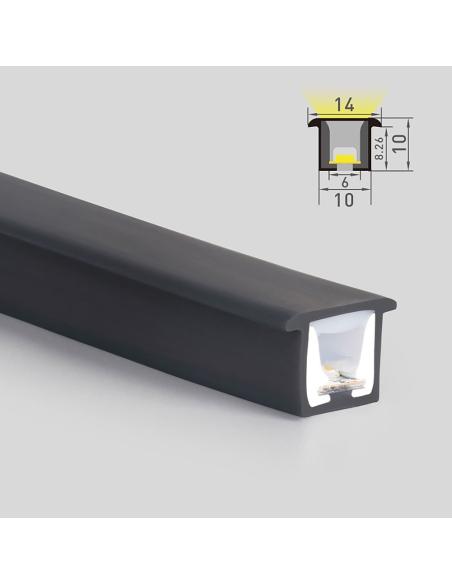 Led NEON Flex negro, 10x10mm, DC24V, 180Led/m, 5m, corte libre, 50w
