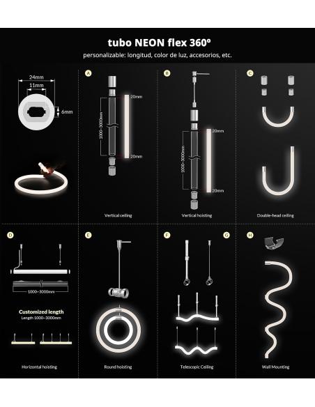Kit accesorios NEON ⦰24mm instalación pared