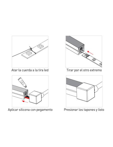 Tapa inicial NEON silicona 20x20mm (frontal)