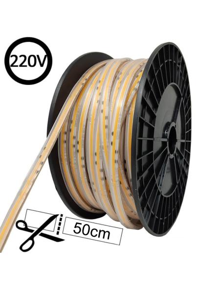 Tira LED 220V COB, 288Led/m, 1 metro para conectores rápidos, 50cm corte