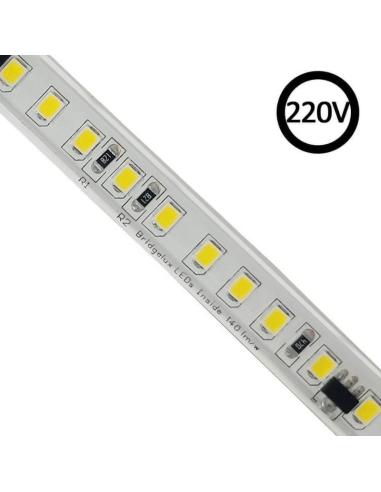 Tira LED 220V Bridgelux SMD2835, 120Led/m, 1540lm/m, Triac regulable, corte 10cm, 1 metro