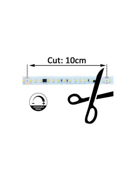 Tira LED 220V Bridgelux SMD2835, 120Led/m, 1540lm/m, Triac regulable, corte 10cm, 1 metro