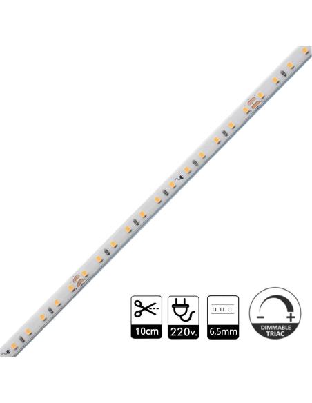 Tira LED 220V Super Slim SMD2835, 120Led/m, Triac regulable, corte 10cm, 1 metro
