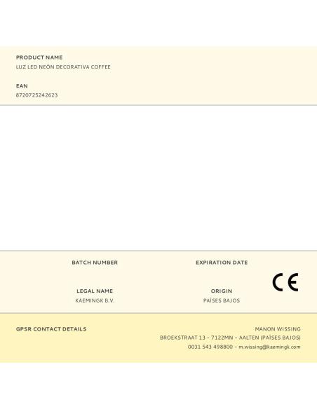 Luz led neón decorativa coffee 8720725242623 30209 LUMINEO