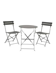 Set jardín mesa y 2 sillas plegables helsingborg de acero gris 8720725328716 70185 OUTDOOR LIVING BY DECORIS