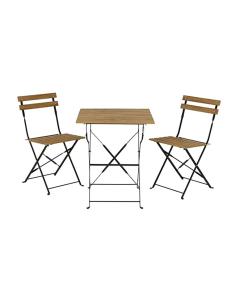 Set jardín mesa y 2 sillas plegables leeds marrón 8720725449374 70187 OUTDOOR LIVING BY DECORIS