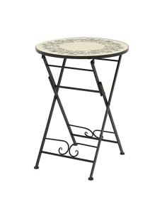 Mesa metálica/mosaico plegable, atenas, color negro, para exterior ø58 x 75 cm 8720725162570 70189 OUTDOOR LIVING BY DECORIS