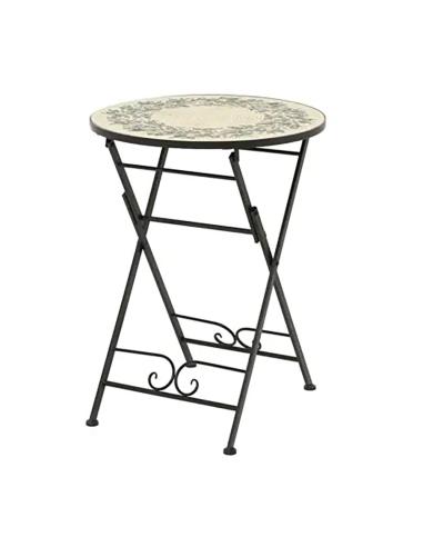 Mesa metálica/mosaico plegable, atenas, color negro, para exterior ø58 x 75 cm 8720725162570 70189 OUTDOOR LIVING BY DECORIS