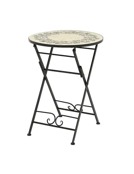 Mesa metálica/mosaico plegable, atenas, color negro, para exterior ø58 x 75 cm 8720725162570 70189 OUTDOOR LIVING BY DECORIS