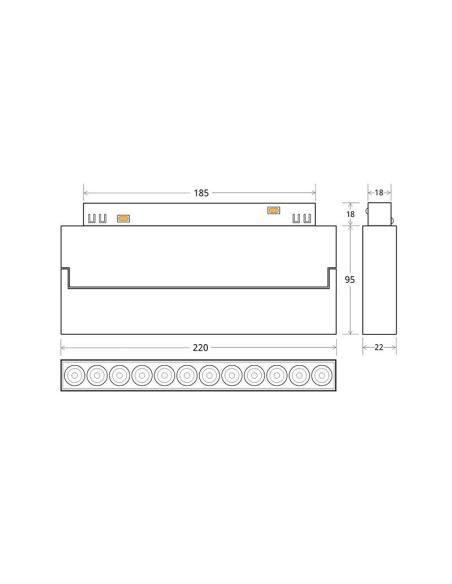 RAIL FOLDING 220mm, 12W, APP, CCT