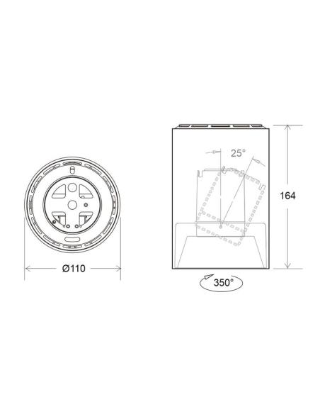 Lámpara Suspendida negra PROLUX Suspend Housing Round Ø110