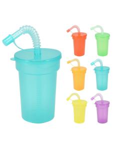 Vasos con tapa y pajita colores surtidos 6 uds 8721037373807 29067 EXCELLENT HOUSEWARE