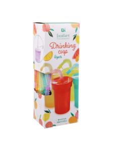 Vasos con tapa y pajita colores surtidos 6 uds 8721037373807 29067 EXCELLENT HOUSEWARE 2