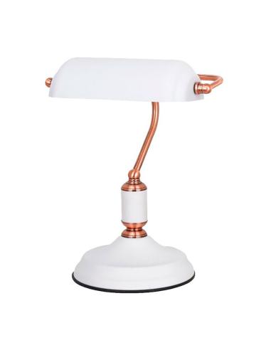 Lámpara de mesa, e27, tipo banquero, blanca+cobre base ø185 mm 260 x 195 x 345 mm 8435151078431 32083 FBRIGHT